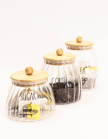 طقم سكريات 3 قطع - غطاء خشب بامبو