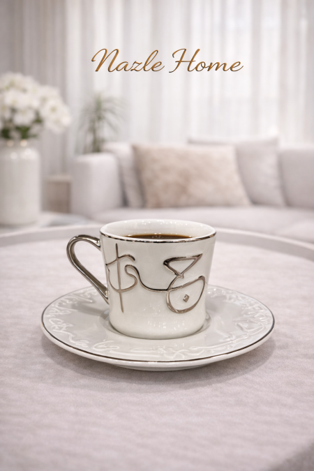 طقم 6 فناجين قهوة بيج فاتح