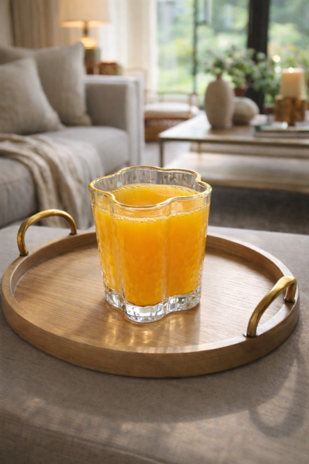 طقم 6 كاسات عصير وردة مبزر حز ذهبي