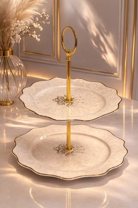 مضيفة طبقتين لون بيج 