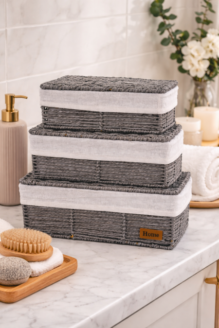 طقم سلال 3 احجام رمادي