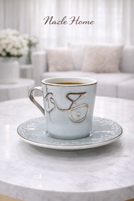 طقم 6 فناجين قهوة رمادي