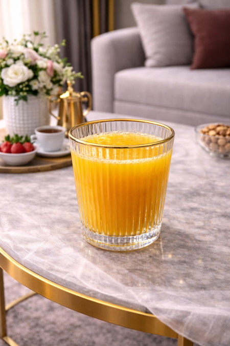 طقم 6 كاسات عصير محزز مع حز ذهبي