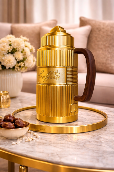 تيرموس ذهبي يد خشب
