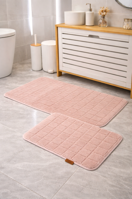 طقم دعسات 2 قطعة - 60*60 - 60*100 - زهري فاتح