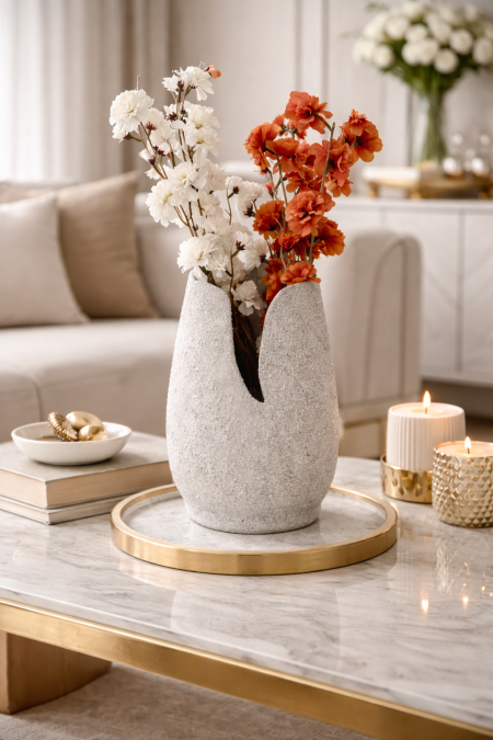 فازة حجر لون رمادي معتق