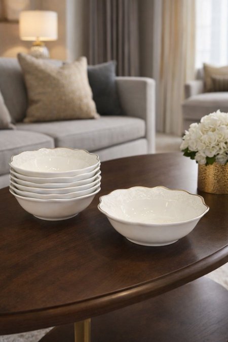 طقم 6 صحون مكسرات لون بيج