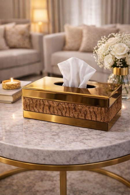 بكيت محارم ذهبي مع فرو تايجر بني