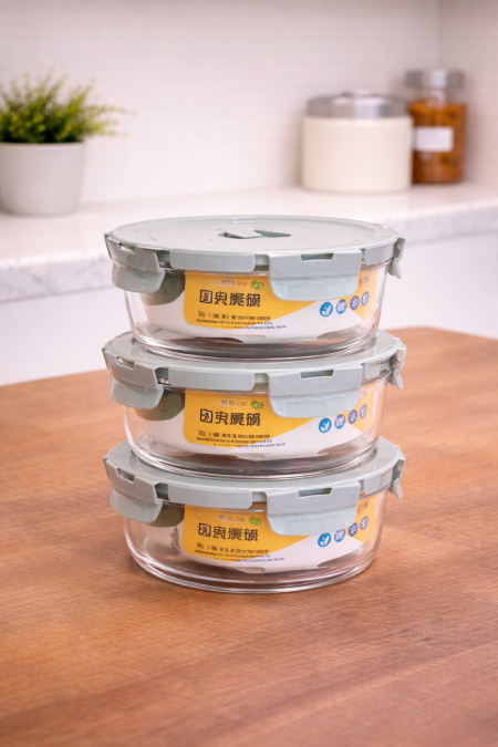 طقم علب زجاج 650 مل -3 قطع محكم الاغلاق