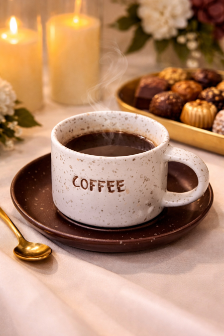  مج مع صحن افوايت وبنيcofee