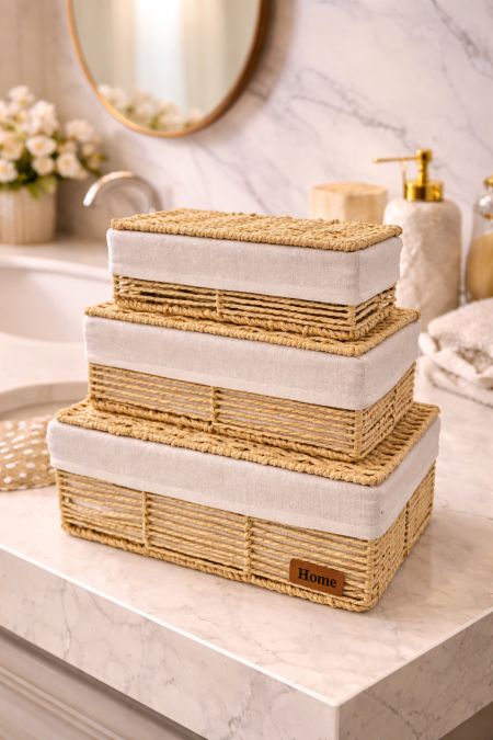 طقم سلال 3 احجام بيج