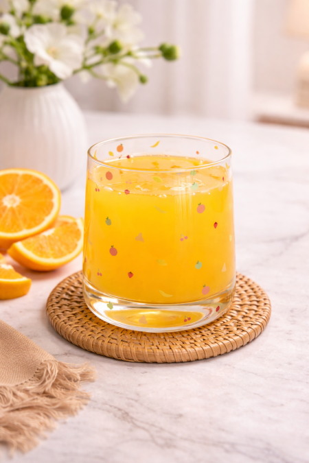 طقم كاسات عصير مع نقشة فواكة -4 قطع