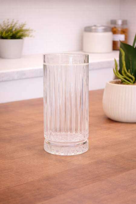 طقم كاسات ماء - 6 قطع - شفاف محزز