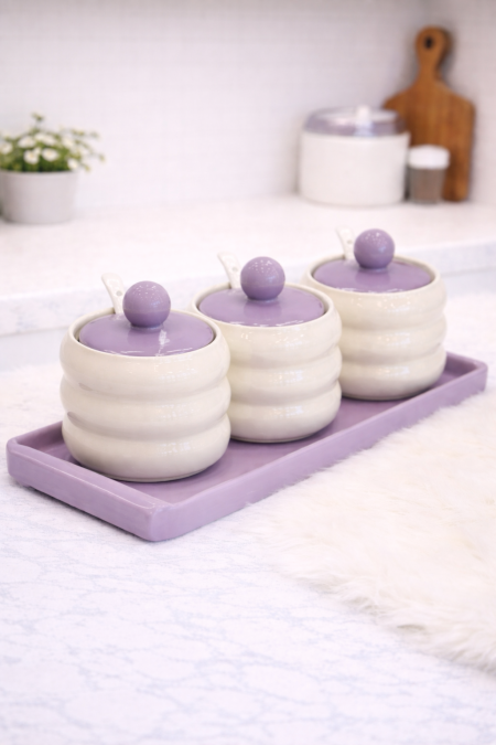 طقم سكريات 3 قطع + صينية + 3 ملاعق