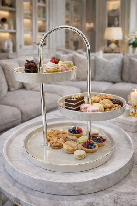 مضيفة تقديم 3 طبقات بيج فاتح