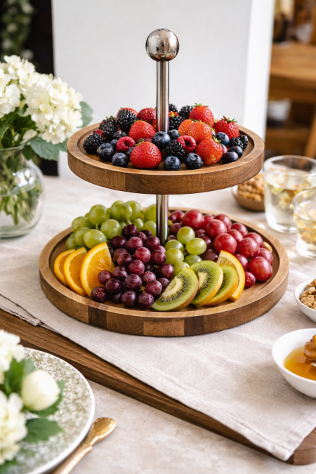 مضيفة تقديم خشب طبقتين