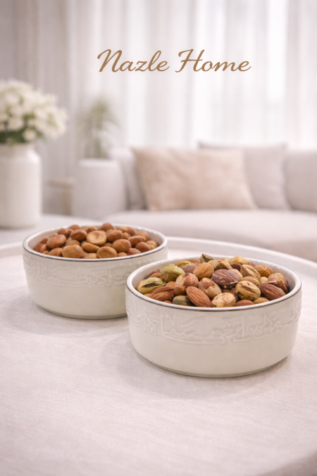 طقم 6 صحون مكسرات بيج فاتح