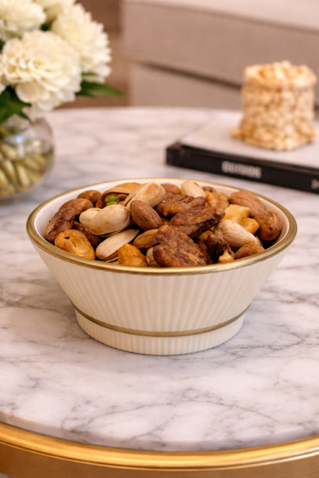 طقم 6 صحون مكسرات افوايت مع ذهبي