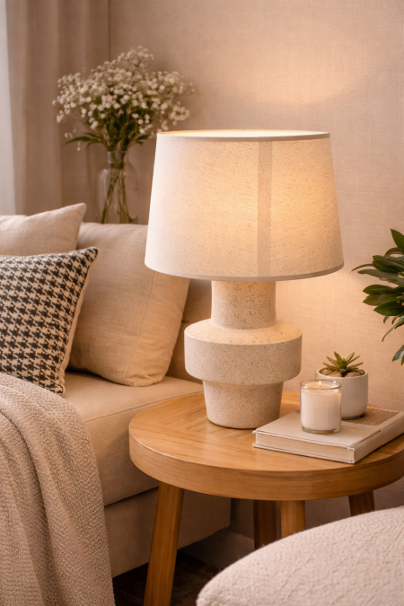 تيبل لامب حجر مع شيد بيج 47 سم