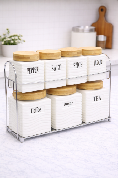 طقم سكريات زجاج 7 قطع + ستاند حديد