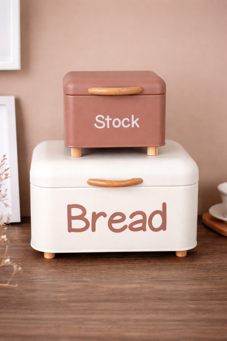 طقم قطعتين معدن حافظة خبز 🥖stock& bread