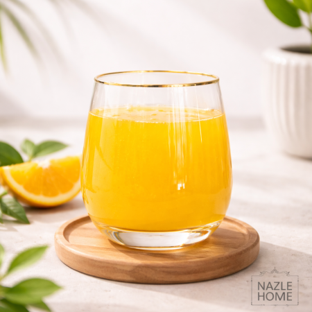 طقم كاسات عصير 6 قطع - مع حز ذهبي