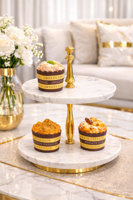 مضيفة تقديم رخام مع نحاس طبقتين