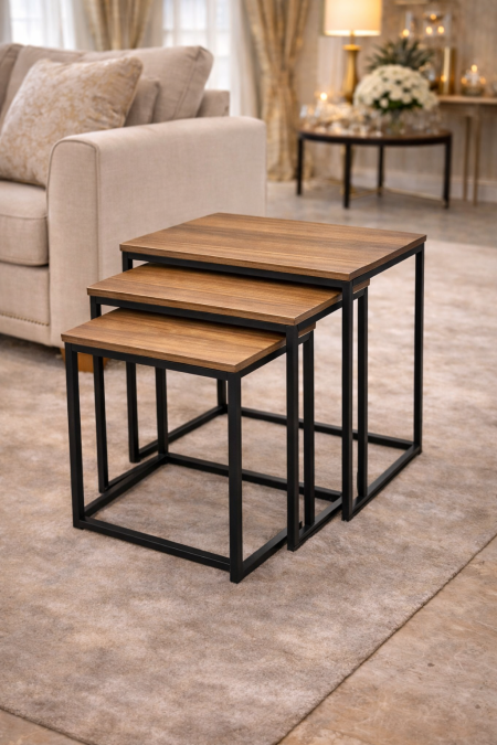 طقم سكملات خشب مستطيل 3 قطع قاعدة اسود