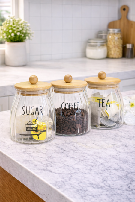 طقم سكريات 3 قطع - غطاء خشب بامبو