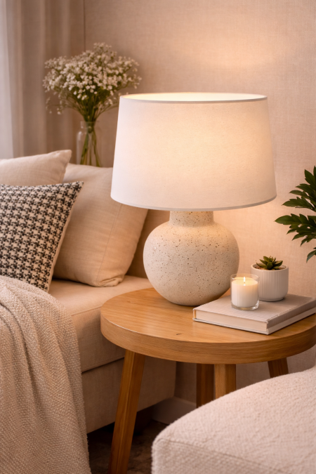 تيبل لامب حجر شيد ابيض 39 سم