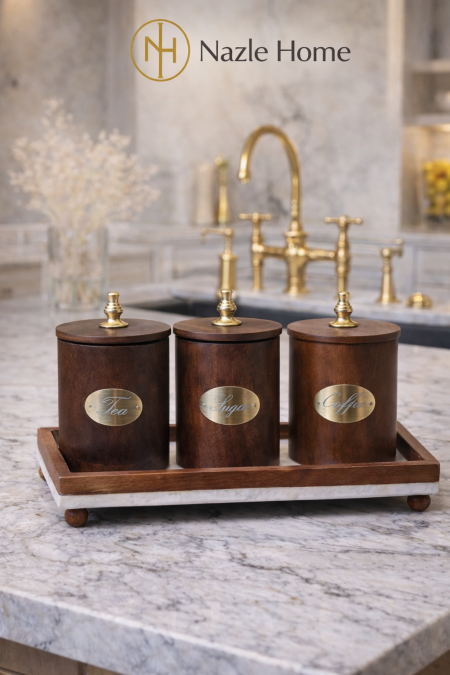 طقم صينيه مع سكريات رخام وخشب