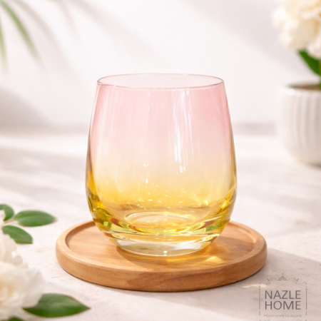 طقم كاسات 6 قطع - شفاف مع لون