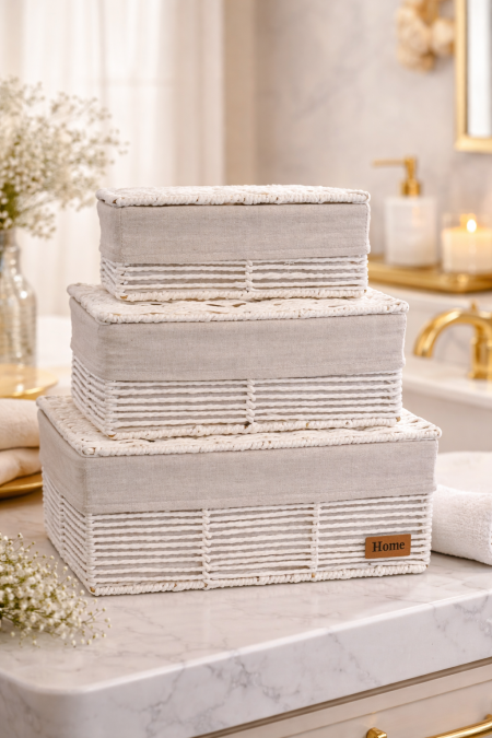 طقم سلال 3 احجام ابيض