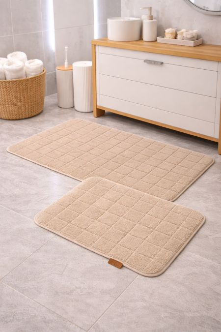 طقم دعسات حمام 2 قطعة - 60*60 - 60*100 - بيج