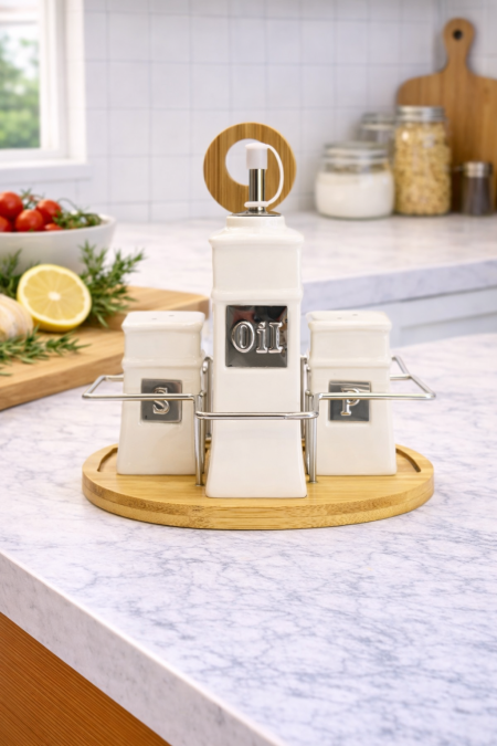 طقم 4 قطع - 2 علب زيت - 2 ممالح