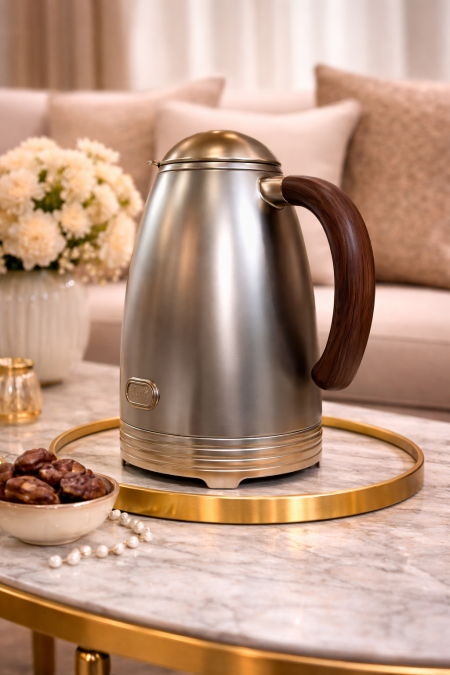 تيرموس فضي يد خشب