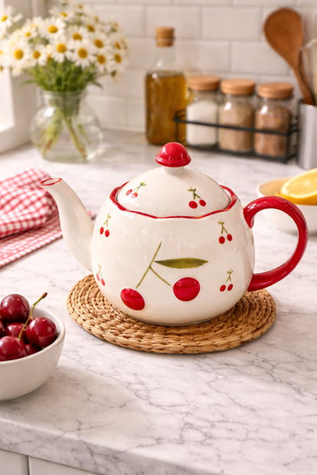 ابريق زجاج نقشة الكرز