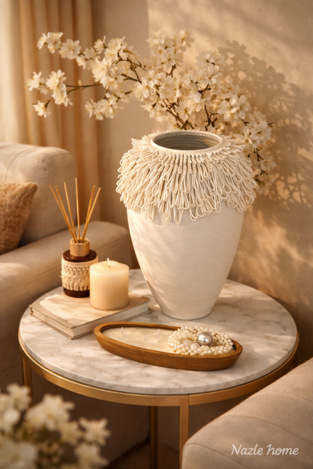 فازة سيراميك ابيض حجم كبير