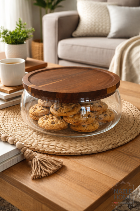 مضيفة تقديم زجاج غطاء خشب