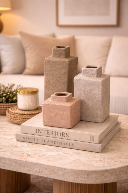 طقم فازات بوهيمي - منقش حجر 3 قطع