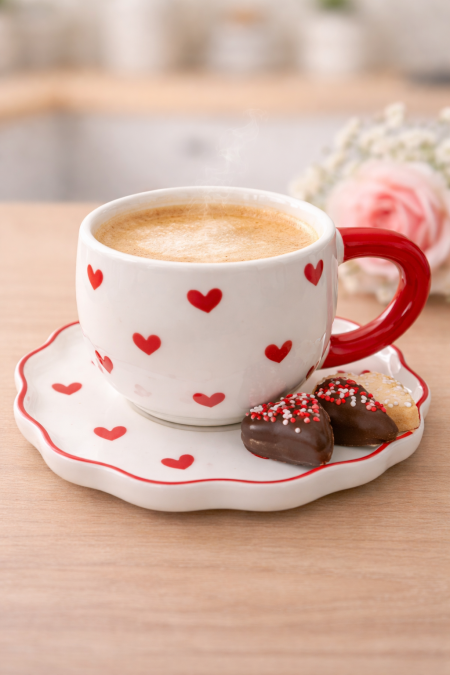 مج حجم كبير بيض نقشة قلوب ♥️