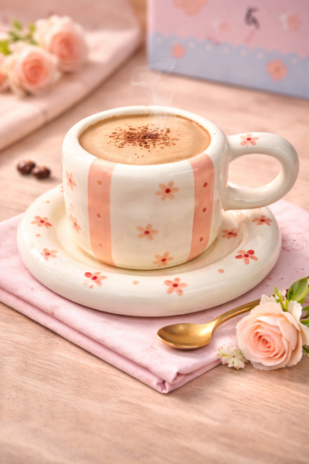 مج ترند ابيض مع زهر 🌸