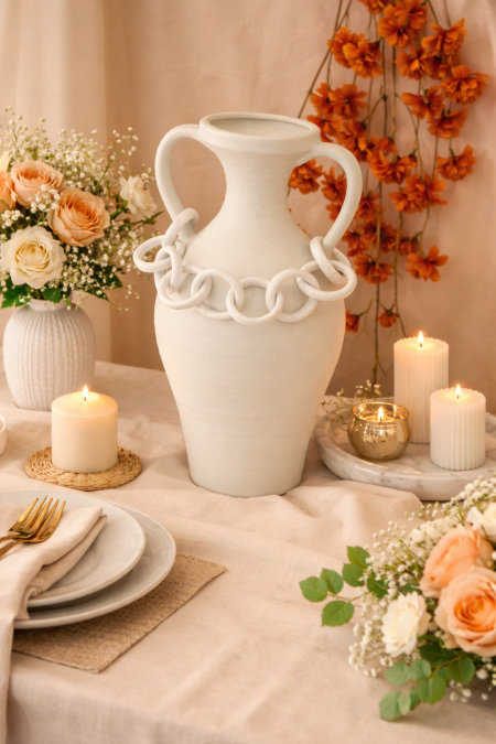 فازة سيراميك مع جنزير