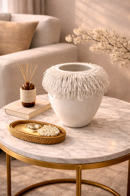 فازة سيراميك ابيض حجم وسط