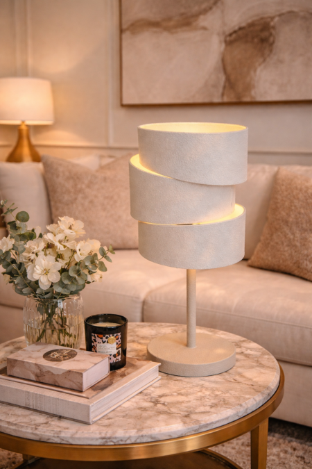 تيبل لامب ابيض حجر بوهيمي