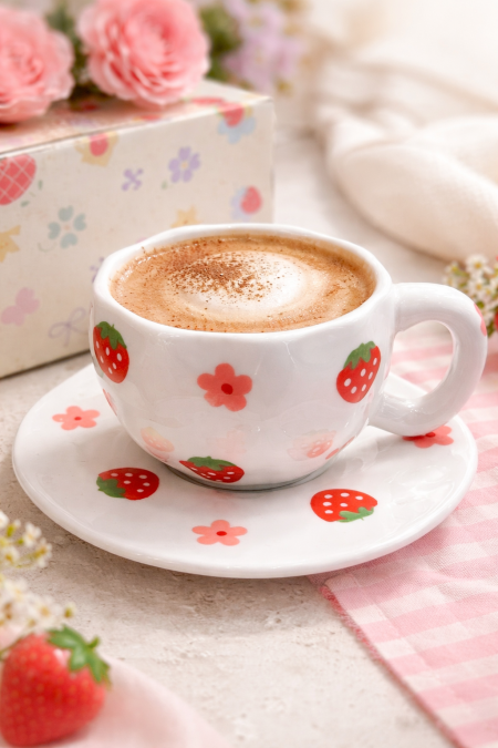 مج ترند فراولة مع صحن 🍓