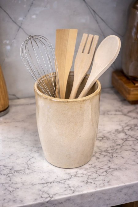 طقم علبة زجاج مع مغارف خشب