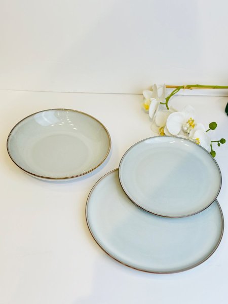 طقم صحون 18 قطعة - رمادي معتق