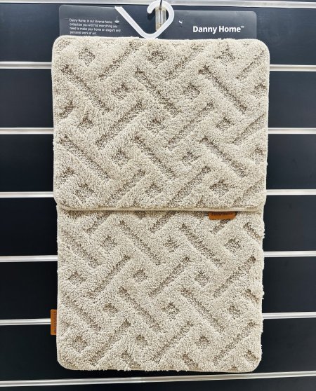 طقم دعسات حمام قطعتين منقش بيج