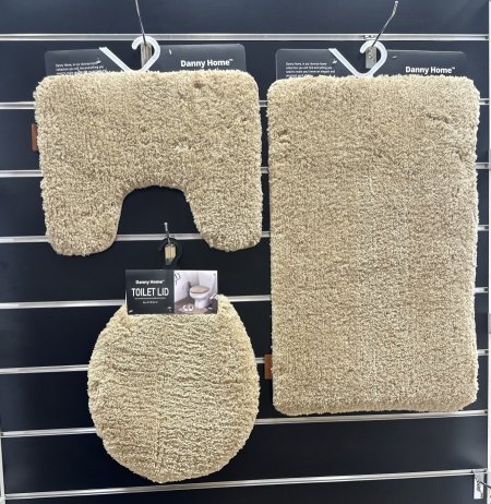 طقم دعسات حمام 3 قطع فرو بيج غامق